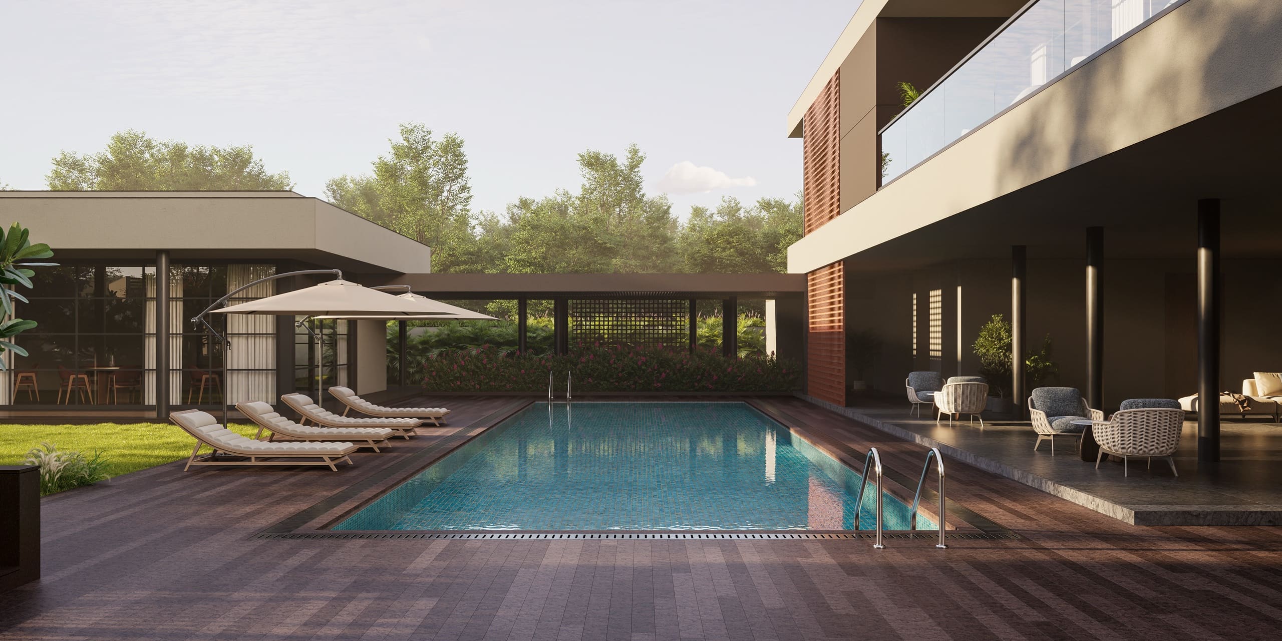 Poolside living at the Anahata clubhouse