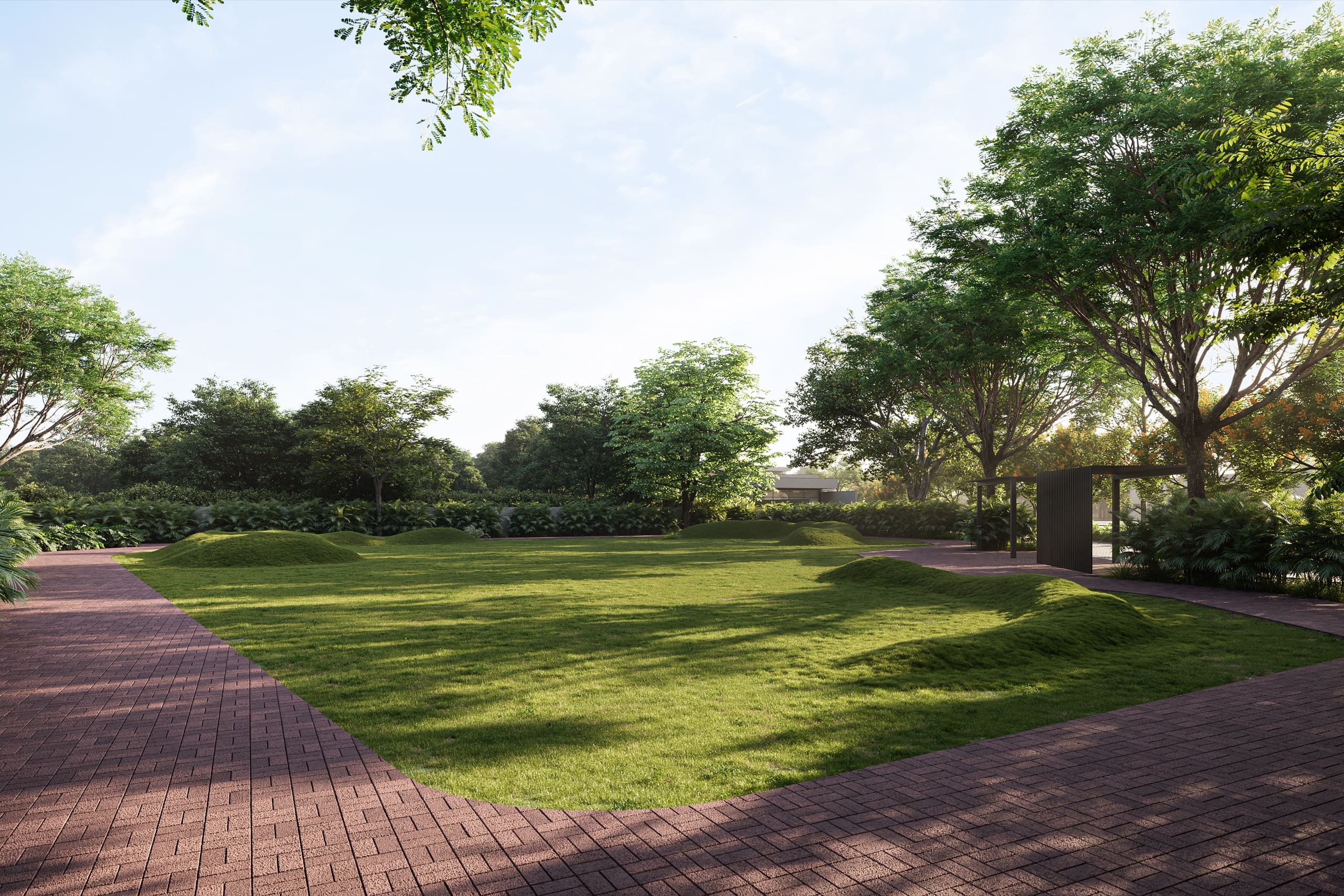 Generous landscaped lawn at Anahata Villas