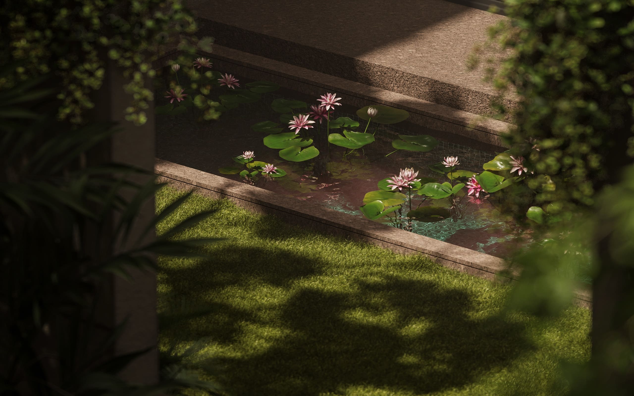 Water garden within Anahata Villas
